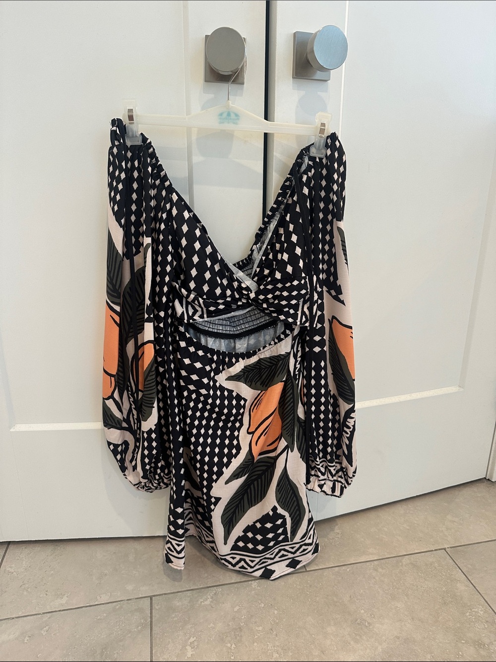 Printed V-Neck Women's dress with lemon print